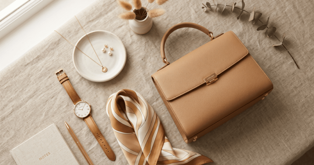 Old Money Style Accessories Old money fashion style minimal gold jewelry and leather accessories