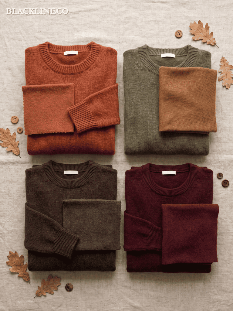 Fall 2026 fashion color palette with rust, olive, caramel, and burgundy fabric swatches