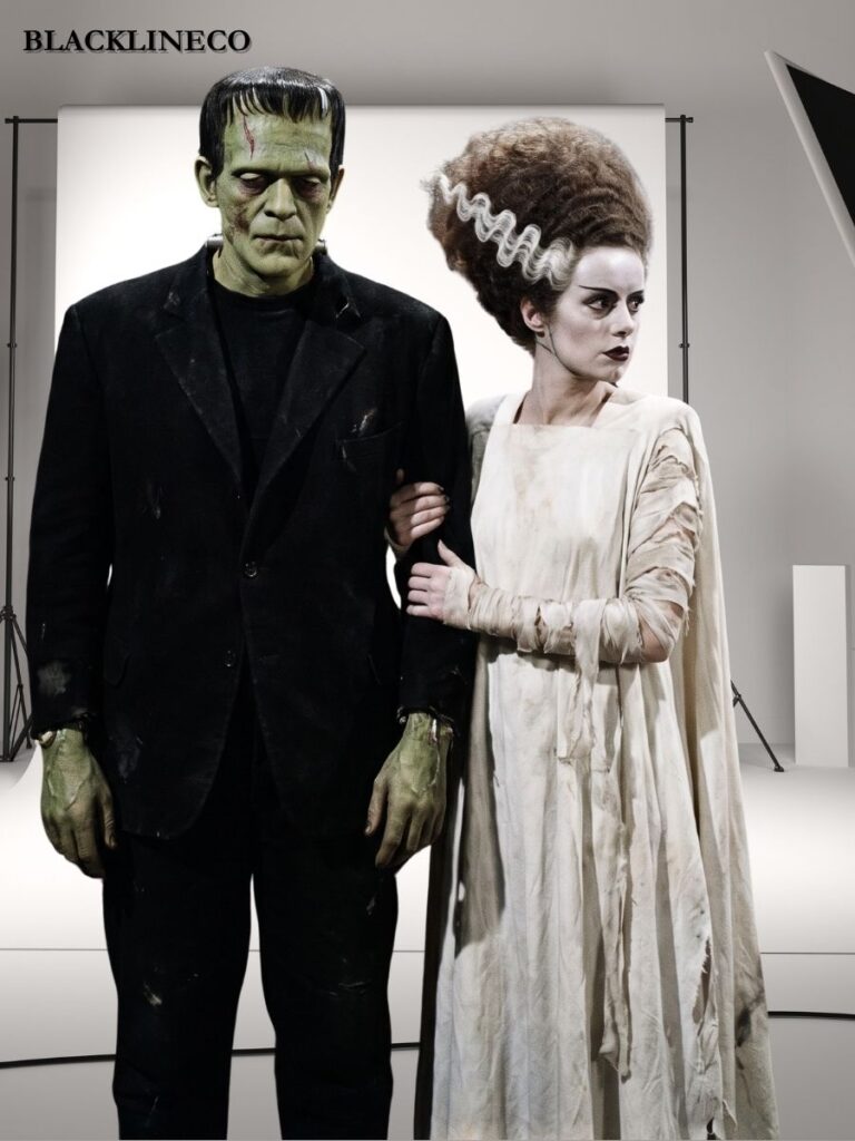 Matching Frankenstein and Bride of Frankenstein Halloween costumes