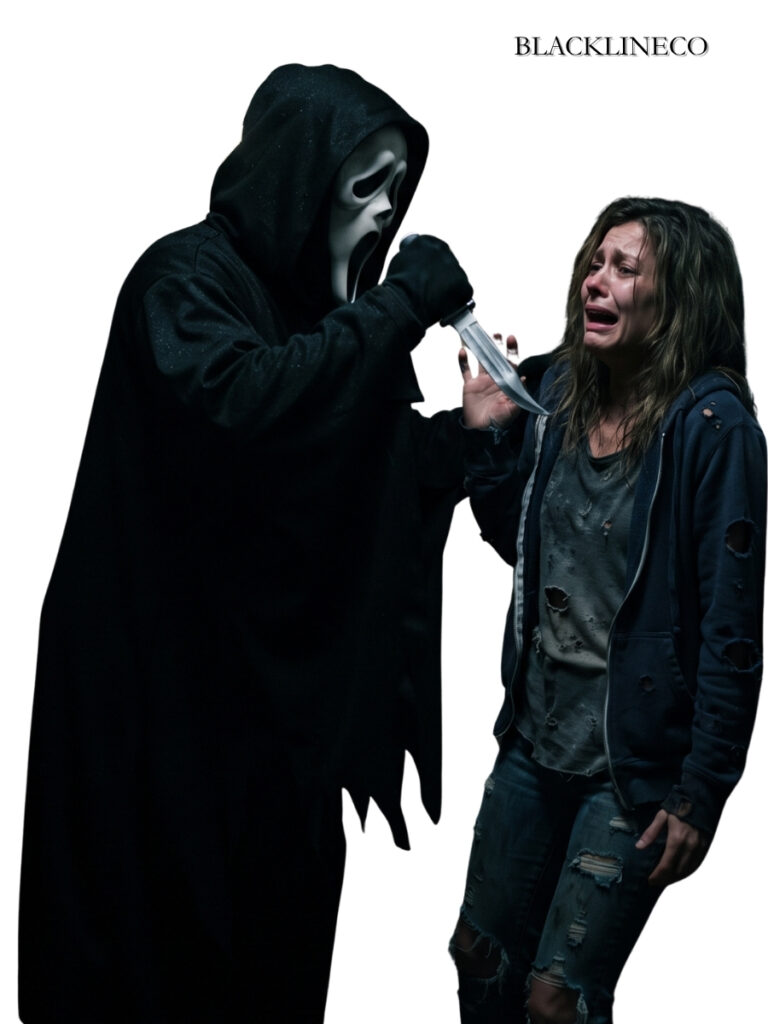 Scream movie Ghostface killer chasing victim couples costume