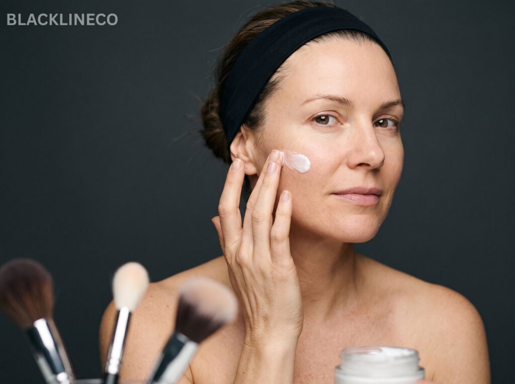 Prepare Skin for Skeleton Makeup Adult preparing clean moisturised skin before applying skeleton Halloween makeup