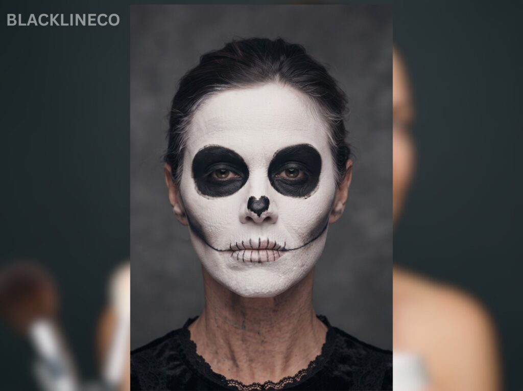 Finished Easy Skeleton Makeup Finished easy black-and-white skeleton makeup look for adults