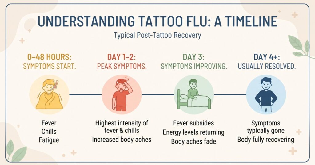 Tattoo flu symptom timeline over four days