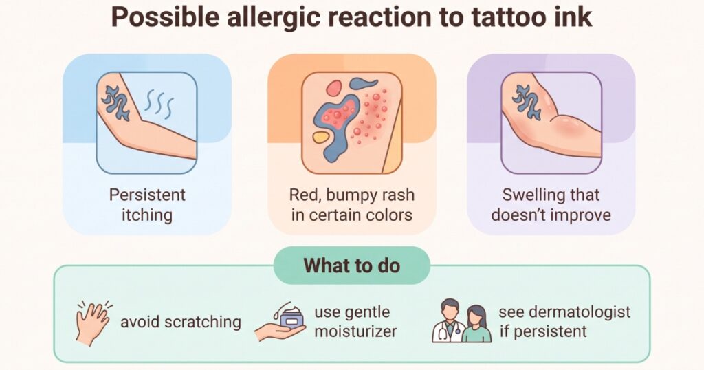 Signs of an allergic reaction to tattoo ink