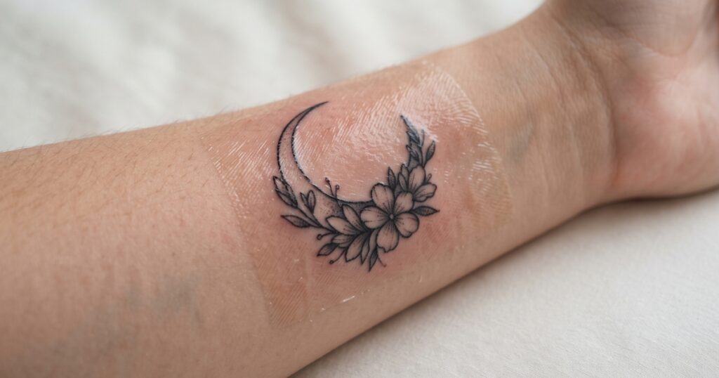 New tattoo on day 2 showing mild redness and swelling