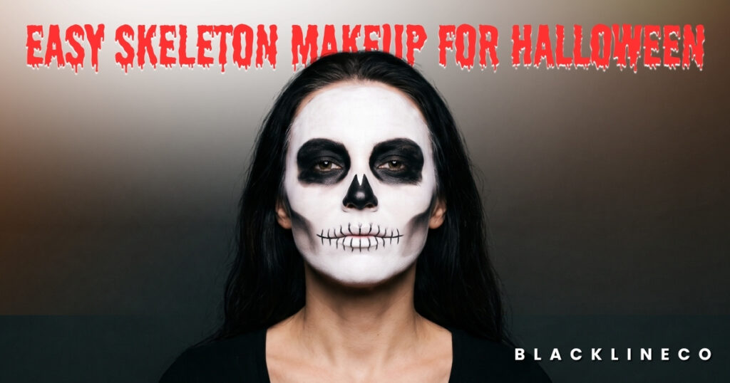 Easy black-and-white skeleton makeup look for Halloween beginners