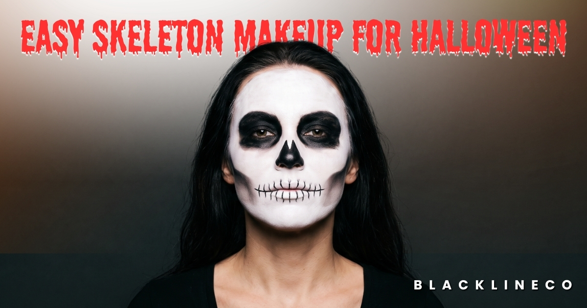 Easy black-and-white skeleton makeup look for Halloween beginners