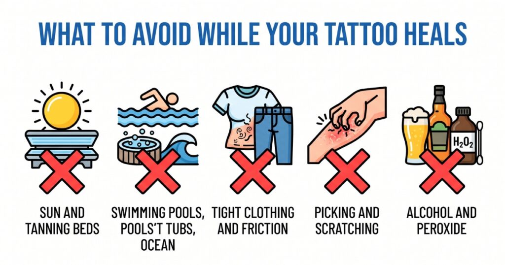 Things to avoid while a tattoo is healing