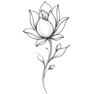 Small lotus flower tattoo design for side hip placement