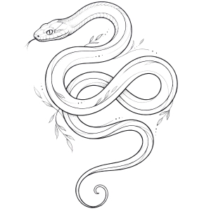 Minimalist snake tattoo design coiling around the hip