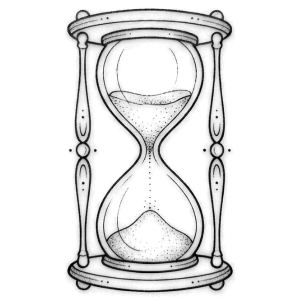 Tiny hourglass tattoo design for front hip bone