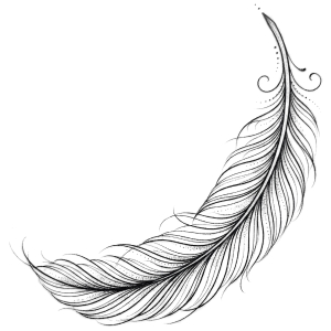 Small feather tattoo design along the side hip