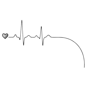 Tiny heart with EKG heartbeat line tattoo design along the hip