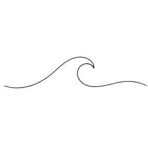 Minimalist single wave line tattoo design hugging the hip curve