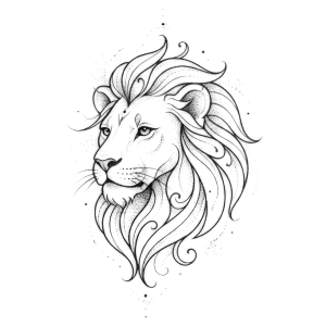 Tiny lion head tattoo design for side hip placement