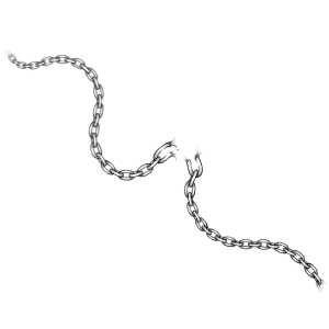 Delicate broken chain-link tattoo design along the hip
