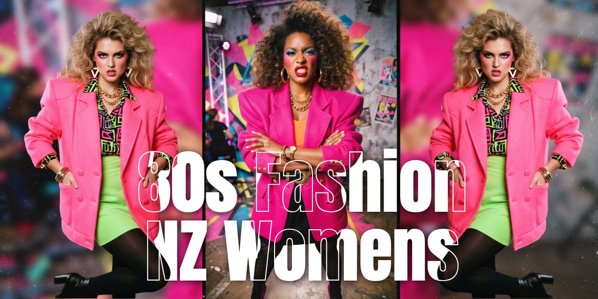 80s fashion nz womens style with structured blazer and neon colors