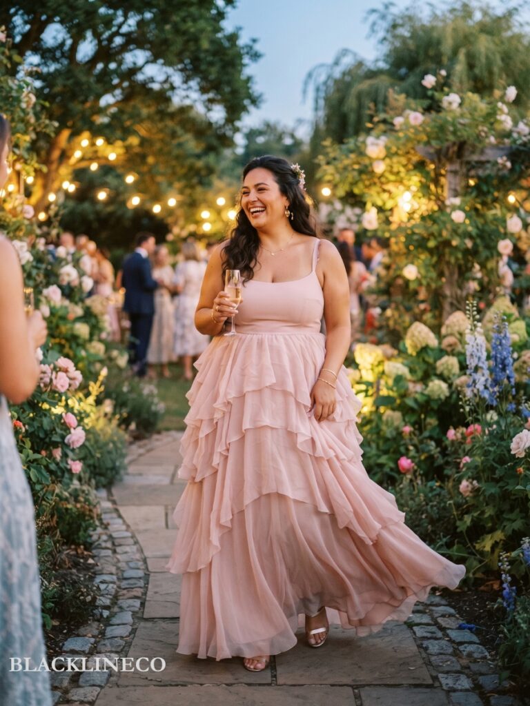 plus size tiered ruffle chiffon formal gown