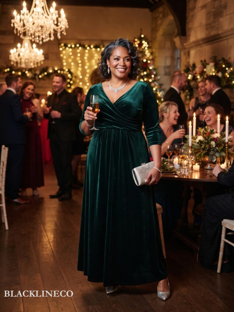 plus size velvet empire waist maxi dress for winter formal events