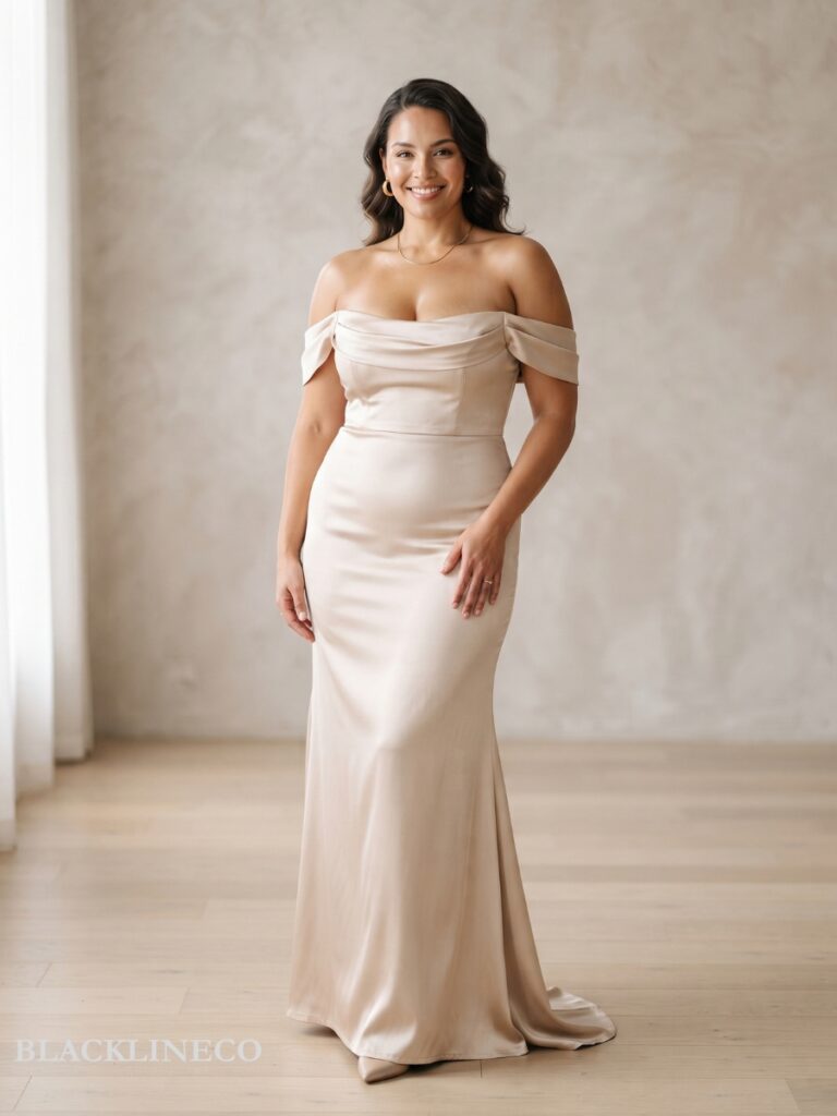 plus size off-the-shoulder column formal dress