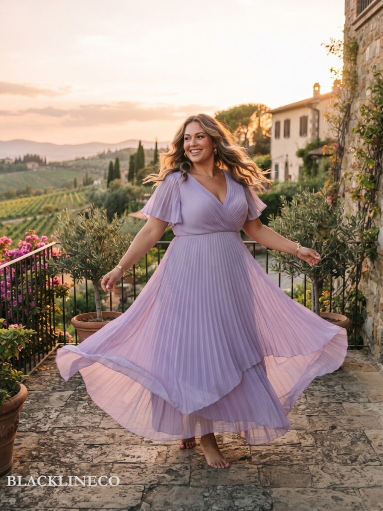 plus size pleated chiffon maxi dress with flutter sleeves